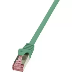 LogiLink CQ2085S RJ45 Network cable, patch cable CAT 6 S/FTP 7.50 m Green Flame-retardant, incl. detent