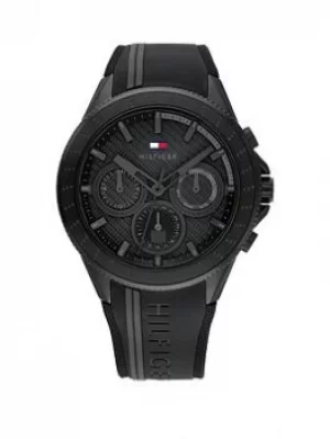 Tommy Hilfiger Black Ip Case And Black Silicone Strap Watch