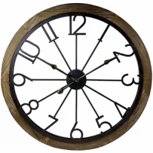 Wooden Trim & Metal Numbers Clock 68cm