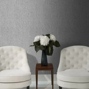 Superfresco Matrix Charcoal Grey Textured Plain Wallpaper - One size - black