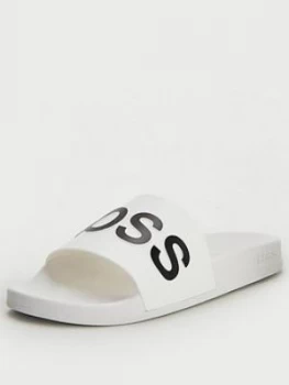 Hugo Boss Bay Slides White/Black Size 11 Men