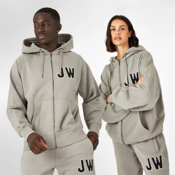 Jack Wills Unisex Varsity Zip Hoodie - Washed Khaki