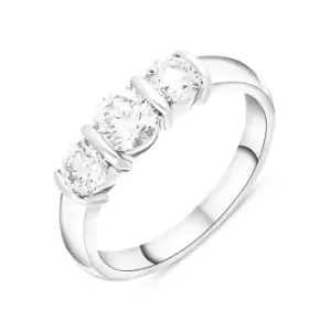 Platinum 1.03ct Diamond Round Brilliant Cut Three Stone Bar Set Ring