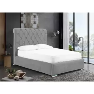 Meripa Bed Single Plush Velvet Silver