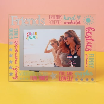 6" x 4" Cheerful Glass Photo Frame - Friends