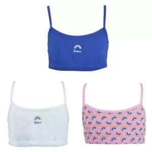 Tom Franks Girls Believe Crop Top (Pack Of 3) (10-11 Years) (White/Navy/Pink)