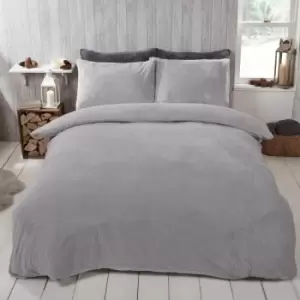 Grey Teddy Fleece Duvet Set - King