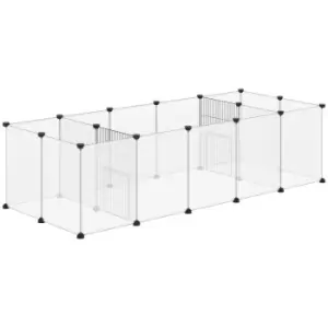 PawHut Pet Playpen DIY Small Animal Cage 18 Panels Portable Metal Wire Yard Fence for Guinea Pigs Hedgehogs, 175 x 70 x 45 cm, White