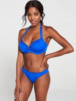 Pour Moi Santa Monica Padded Halter Underwired Bikini Top - Ultramarine, Ultramarine, Size 36F, Women