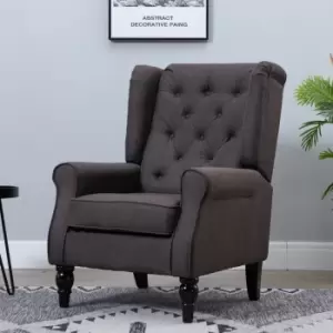 HOMCOM Accent Armchair Retro Vintage Tufted Fabric Brown