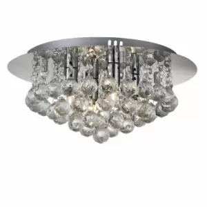 Nielsen Matese Round Crystal Chandelier Light, Clear Crystal Droplets With 4-lights Size: D35Cm H25Cm