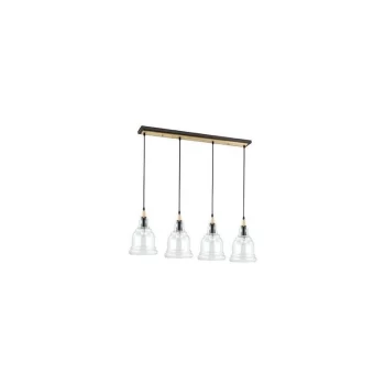 Ideal Lux Gretel - 4 Light Ceiling Pendant Bar Black with Clear Glass Shades, E27