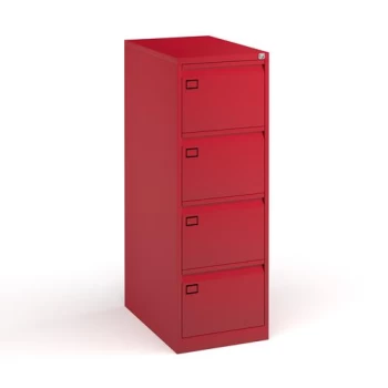 Steel 4 drawer executive filing cabinet 1321mm high - red