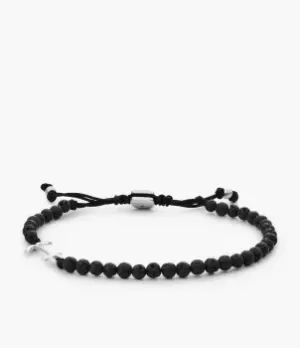 Fossil Men Black Lava Stone Beaded Bracelet