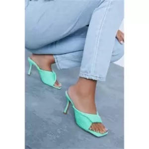 I Saw It First Green Twisted Cord Mid Heel Mules - Green