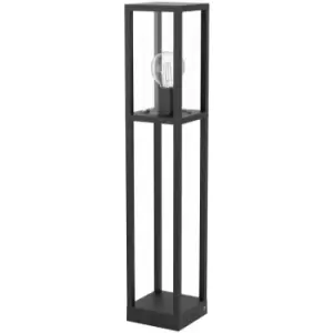 Loops - IP44 Outdoor Bollard Light Black Cast Aluminium Box 1 x 40W E27 Tall Lamp Post