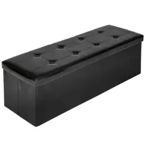 TecTake Storage Bench Foldable Made Of Synthetic Leather 110X38X38Cm - Black