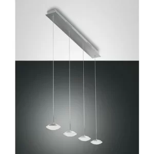 Fabas Luce Hale LED Straight Bar Pendant Ceiling Light Brushed Aluminum Glass