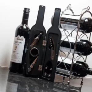 Wine Bottle Accessory Set in Black Stainless Steel