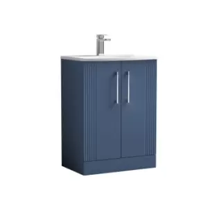 Nuie Deco 600mm Floor Standing 2 Door Vanity & Basin 4 - Satin Blue