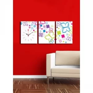 3P3040CS-65 Multicolor Decorative Canvas Wall Clock (3 Pieces)