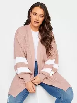 Yours Varsity Balloon Sleeve Cardigan, Pink, Size 34-36, Women