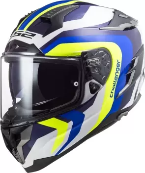 LS2 FF327 Challenger Galactic Helmet, white-blue-yellow, Size S, white-blue-yellow, Size S