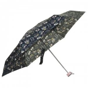 Totes Totes Compact Flat Flower Umbrella - Navy Ditsy