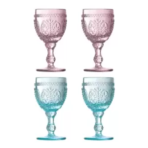 Set of 4 Pink/Blue Wine Glasses 200ml