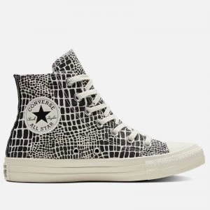 Converse Womens Chuck Taylor All Star Croc Print Hi-Top Trainers - Egret/Black - UK 6