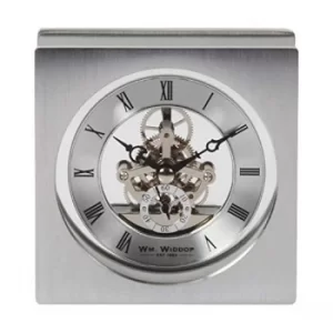 Skeleton Brushed Aluminium Mantel Clock