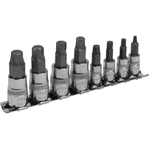 Sealey 8 Piece 1/4" & 3/8" Drive Lock On Hexagon Socket Bit Set Metric Combination