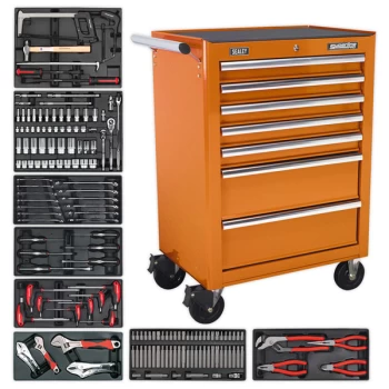 Sealey TBTOCOMBO Rollcab 7 Drawer - Ball Bearing Slides - Orange +...