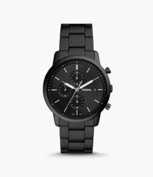 Fossil Men Minimalist Chronograph Black Stainless Steel Watch