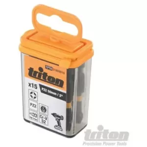 Triton - 809018) Pozi Screwdriver Impact Bit 15pk PZ2 50mm