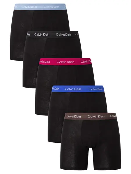 Calvin Klein 5 Pack Cotton Stretch Boxer Briefs Black (Multi) S