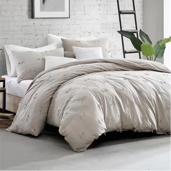 DKNY Textured Fringe Duvet Cover - Grey