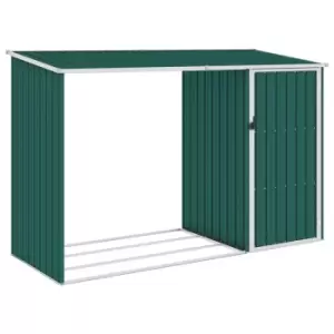 Vidaxl Garden Firewood Shed Green 245x98x159cm Galvanised Steel