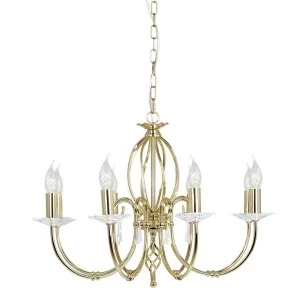 8 Light Chandelier Polished Brass Finish, E14