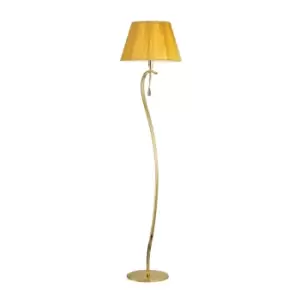 Siena Floor Lamp E27, Polished Brass Amber Cream Shade And Clear Crystal