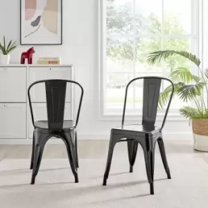 Furniturebox UK - Furniturebox Set of 2 Colton 'Tolix' Style Industrial Dining Chairs Black