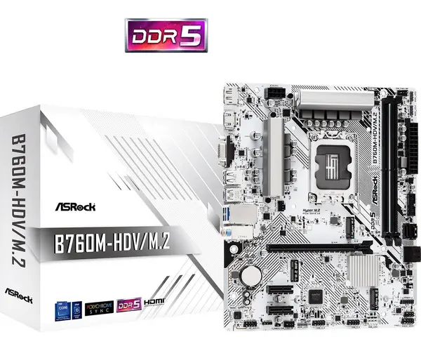 ASRock B760M-HDV/M.2 Intel DDR5 Micro ATX Motherboard - LGA 1700