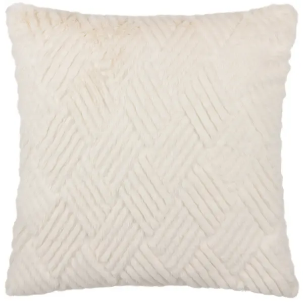 Sonnet Cut Faux Fur Cushion Ecru, Ecru / 45 x 45cm / Polyester Filled