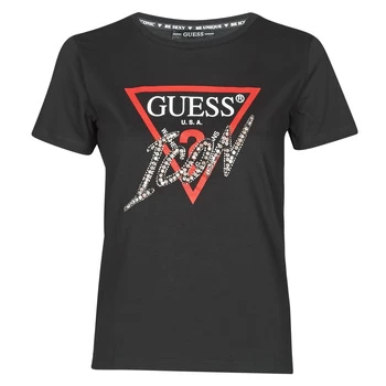 Guess SS CN ICON TEE womens T shirt in Black - Sizes S,M,L,XS