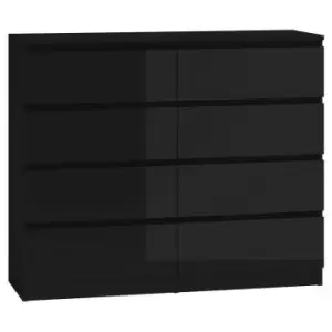 Stora Modern 8 Drawer Chest - Matt Black - Black