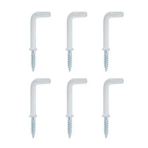 White Medium Cup hook (L)39.5mm Pack of 6