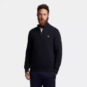 Lyle & Scott Mens Ribbed Quarter Zip Jumper - Dark Navy - XXL