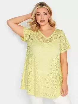 Yours Broidery Swing Tee Solid Yellow, Yellow, Size 30-32, Women