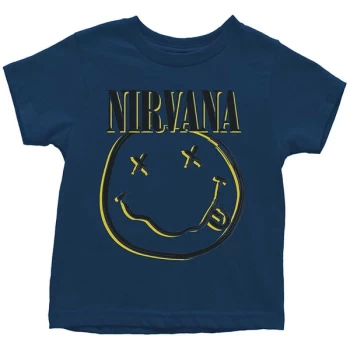 Nirvana - Inverse Smiley Kids 12 Months T-Shirt - Blue