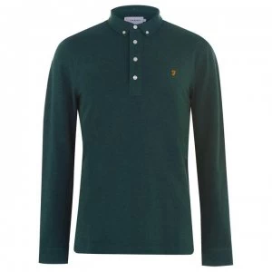 Farah Vintage Long Sleeve Ricky Polo Shirt - Emerald Ml 323